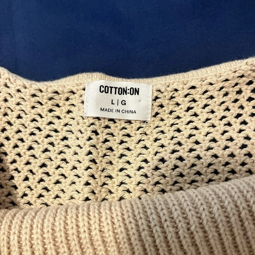 CottonOn Women L Tan Pointelle Knit Bralette Sweater Tank Boho Beach Festival - Picture 5 of 5